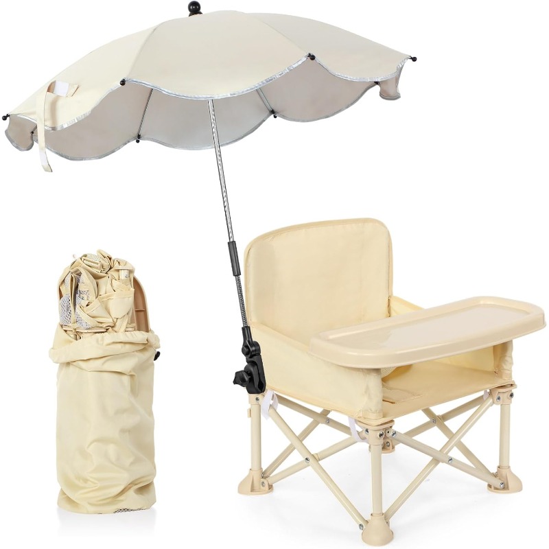 Baby Food Chair - Baby Outdoor-Strandstuhl mit Sonnenschirm, Rückenlehne, Tasche,
