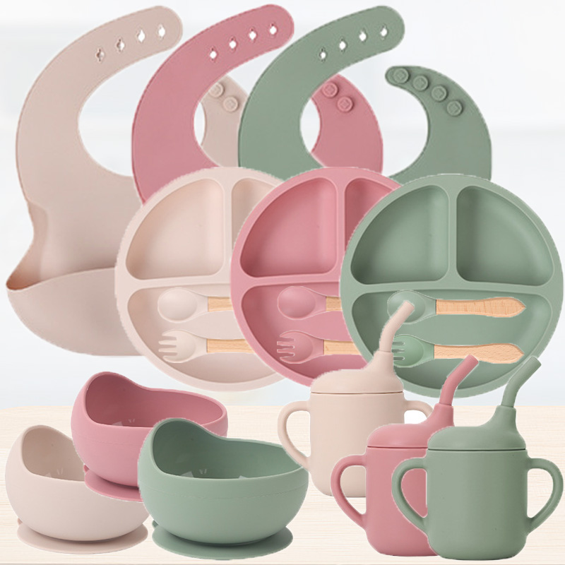 Baby Food Quantity - Kinder-Silikon-Geschirr-Set für Babys, ergänzendes Essen, Training,