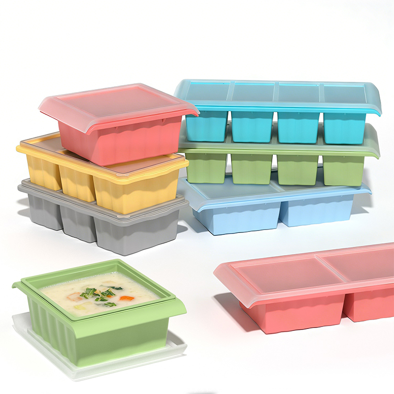Baby Food Prep Containers - Silikon-Suppenbehälter, große Eiswürfelform mit Deckel zur