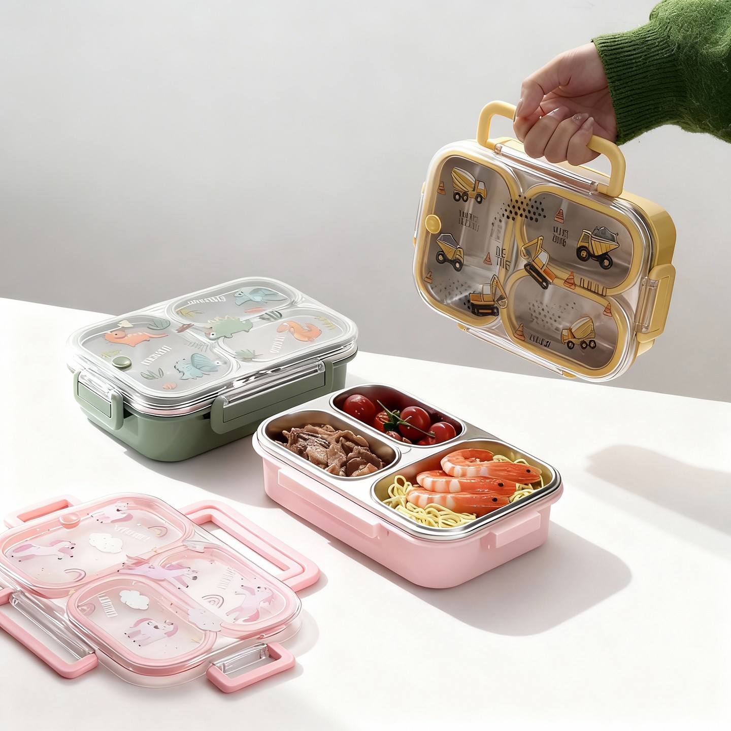 Baby Food Container - Große Cartoon-Lunchbox für Kinder mit Griff,